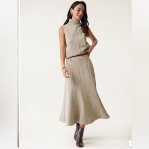 OGL High Waist Umbrella Hem Midi Skirt in Heather Morganite color